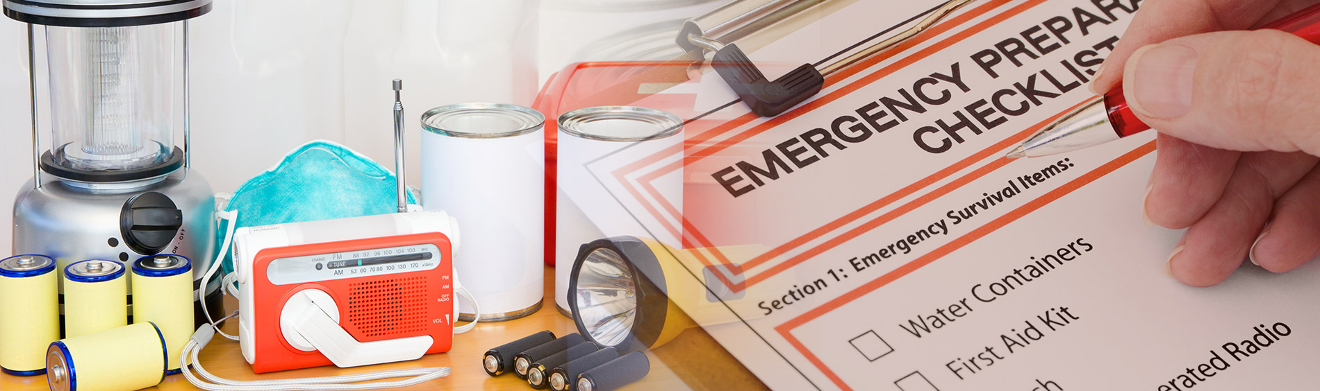 emergency materials and clipboard