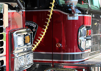 close-up of brantford firetrucks