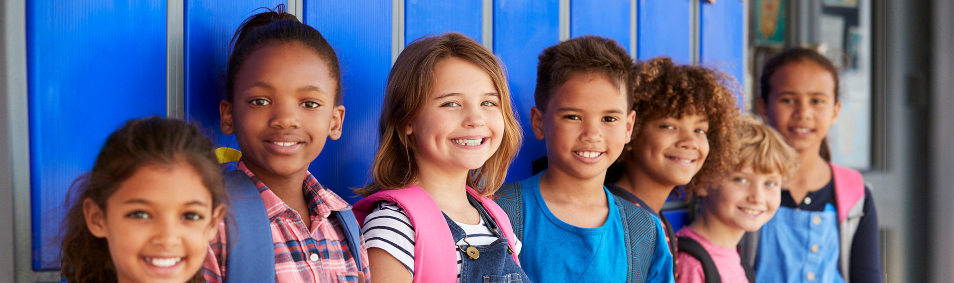 Elementary students against lockers