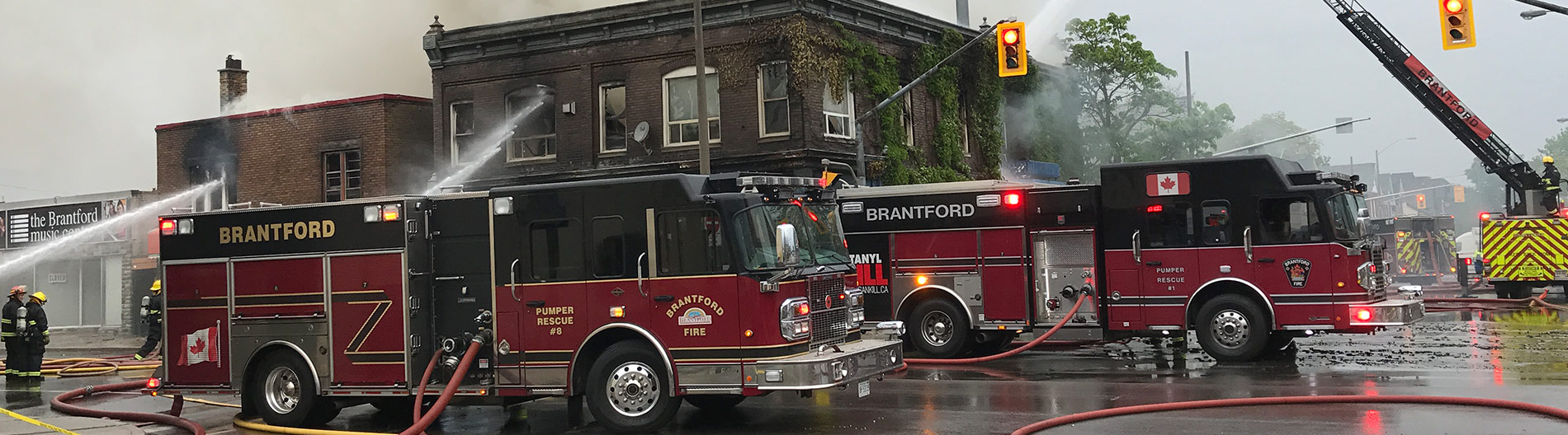 Brantford firetrucks at fire scene