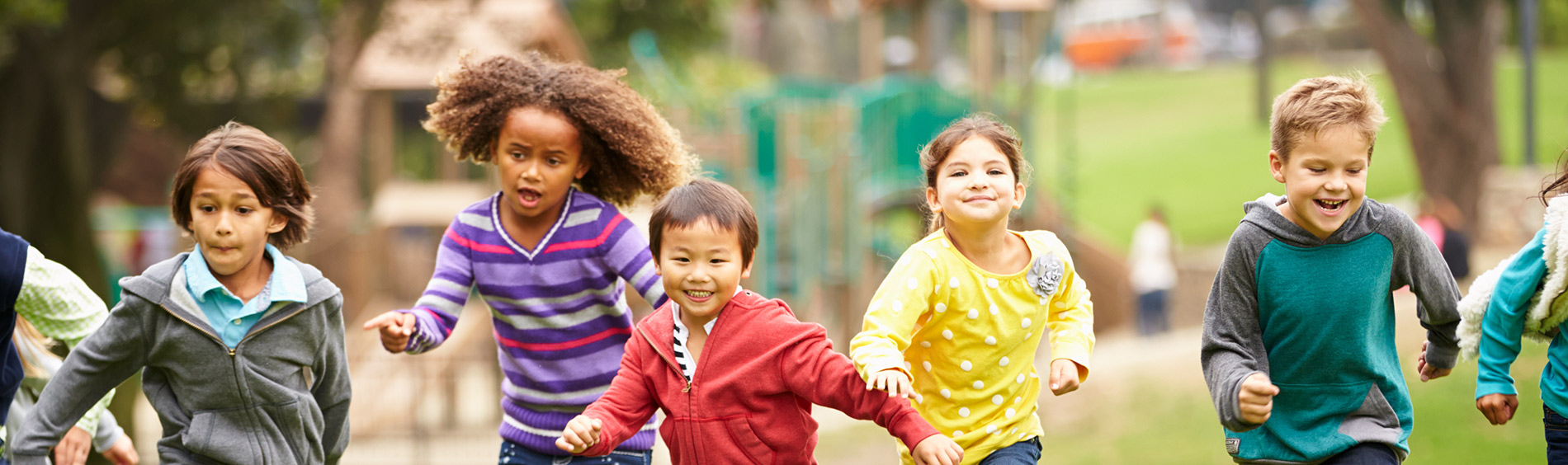 school age kids running together