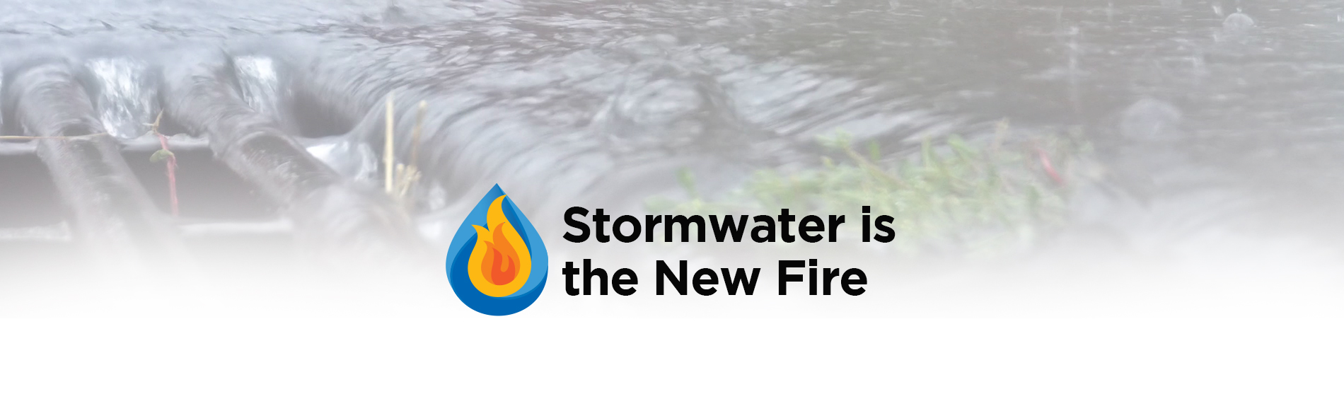 Stormwater is the new fire icon with water running over a sewer drain