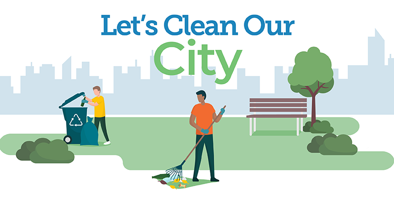 Let's Clean Our City, people picking up litter