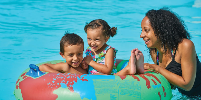 Family in the lazy river