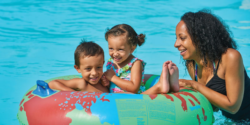 Family swimming