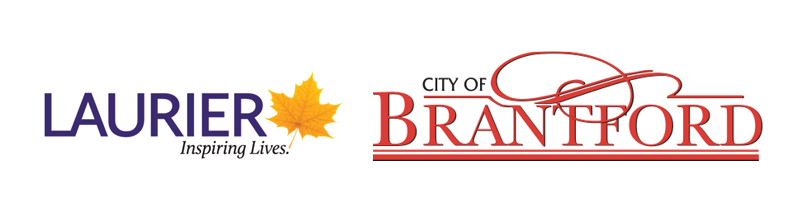 Laurier Inspiring Lives logo with leaf and City of Brantford logo