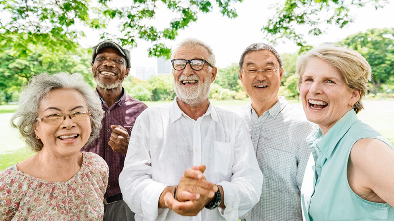 Seniors in a park outside