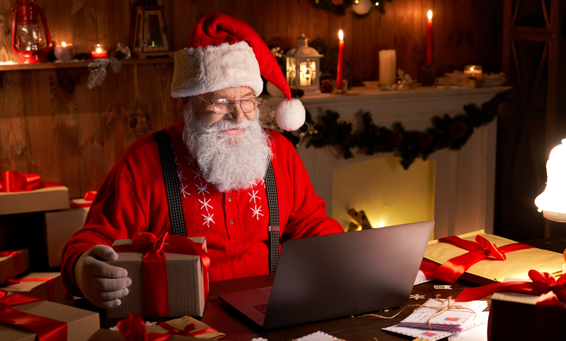 Santa at a computer