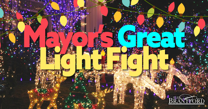 Beautiful light display with the words Mayor's Great Light Fight