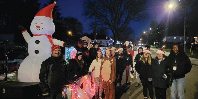 Group with a parade float