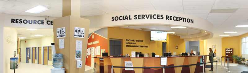 Social Services desk at 220 Colborne Street