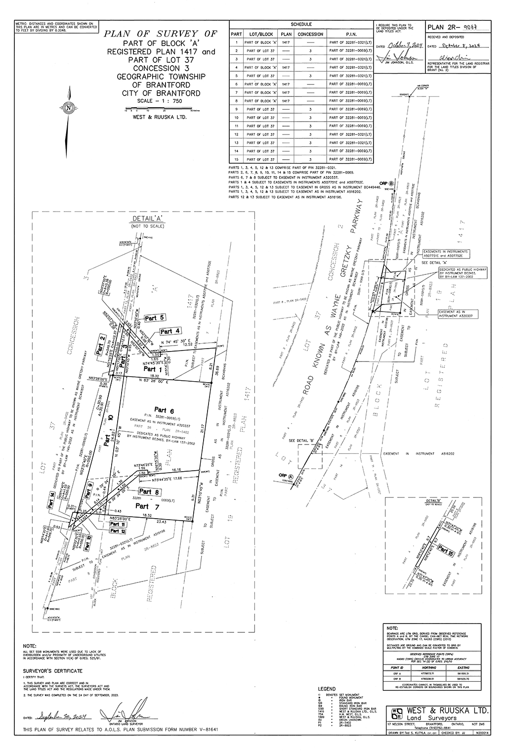 Wayne Gretzky Parkway as shown as Parts 7,8,11 & 12 on 2R-9067