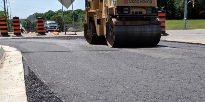 Road resurfacing construction work