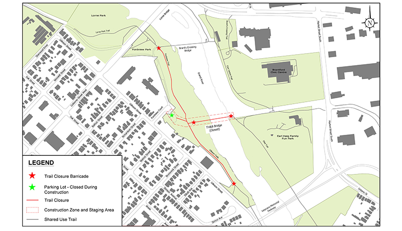 Temporary closure of TH&B Crossing map