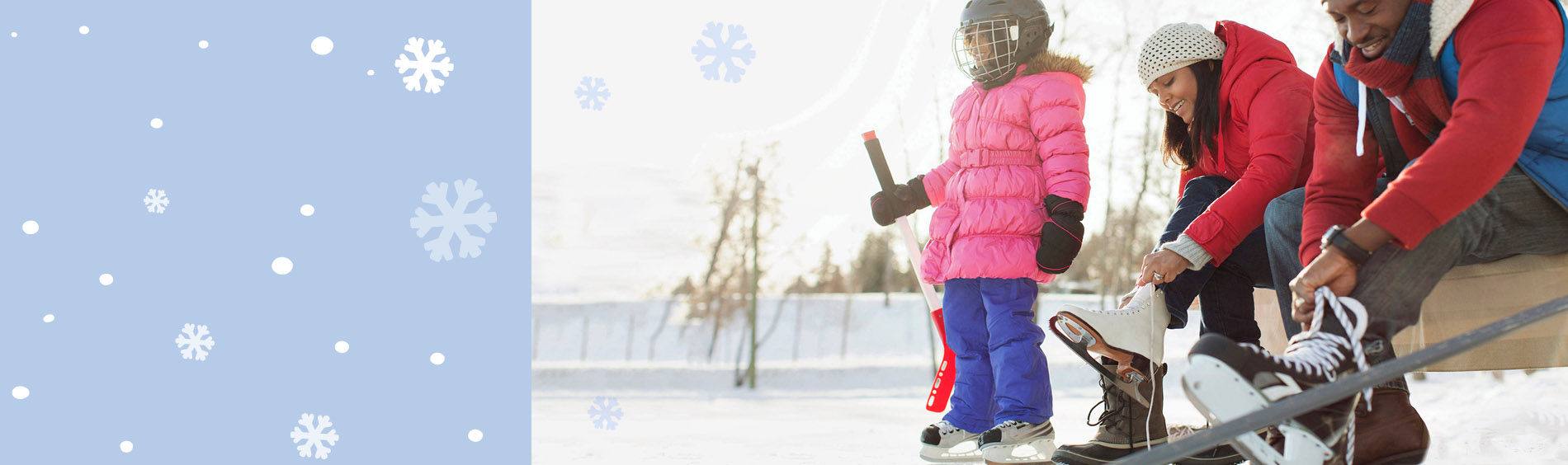 family on skating rink