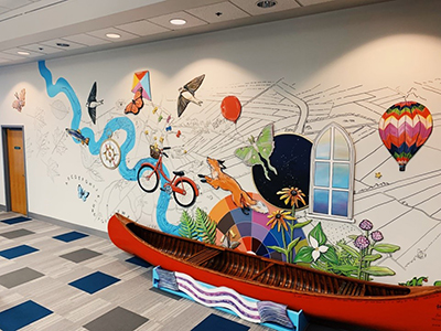 The children’s mural at the Brantford Public Library