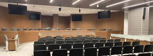 Inside the new and modern City of Brantford Council Chambers