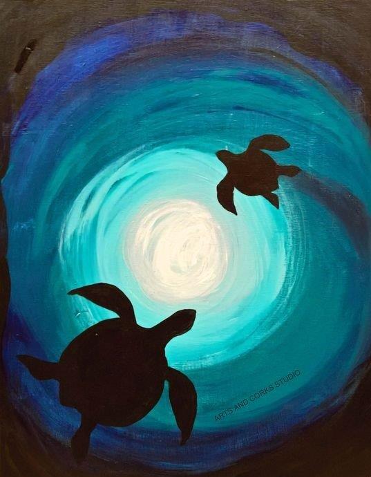 Image of painted sea turtles