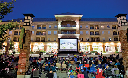 A crowd at a movie screening downtown Brantford