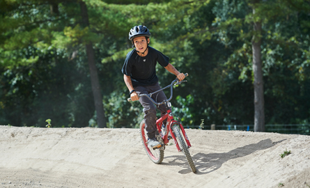 Child biking at the Rotary Bike Park