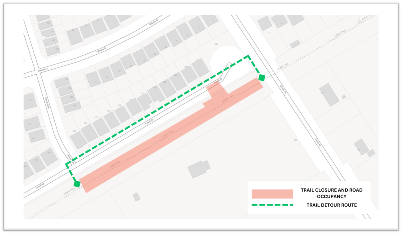 LE&N Trail and Powell Road closure