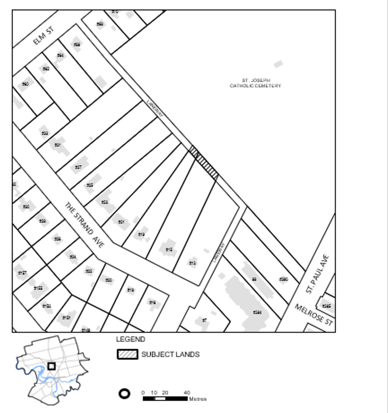 Map of Lane Closing – Behind 19 and 15 The Strand Avenue