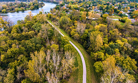 biking on a trail