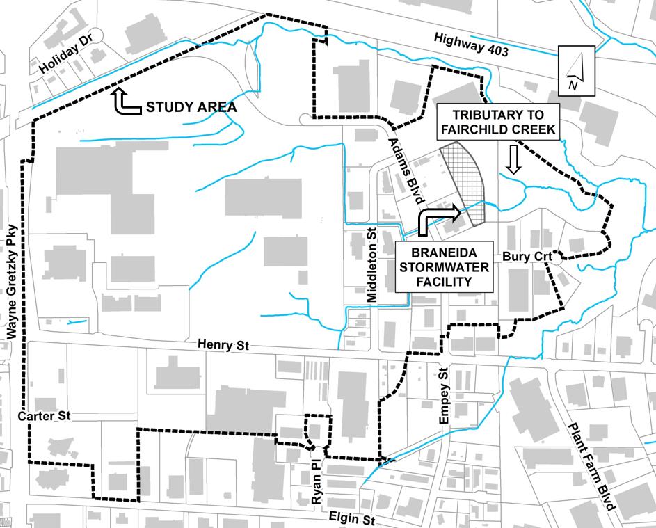 Braneida Stormwater Management Facility Retrofit and Downstream Channel Remediation Area Map