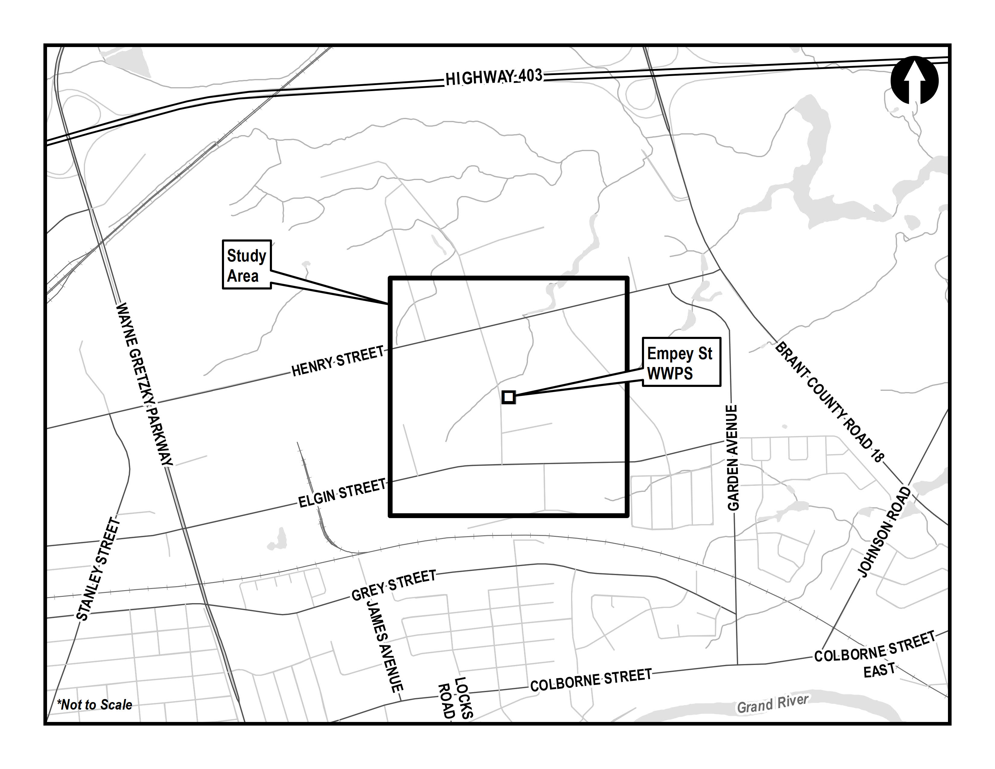 Empey Street Wastewater Pumping Station Area Map