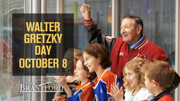 Walter Gretzky cheering with children