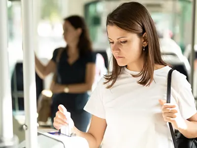 Rider paying bus driver