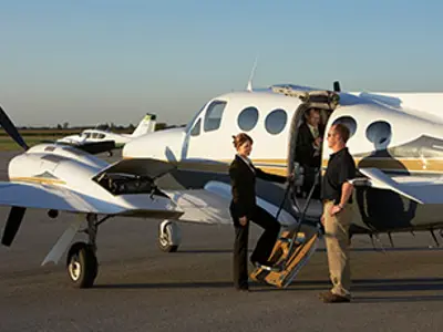 Getting into a plane