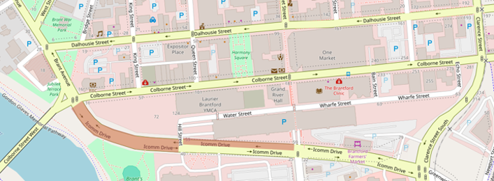 Construction area map of the affected lanes and traffic restrictions on Icomm Drive