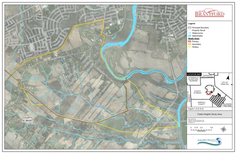 aerial map view of the study area boundaries for this subwatershed study