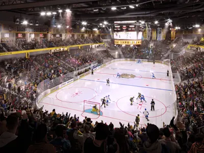 Brantford Sports and Entertainment Centre Interior Hockey Game Rendering