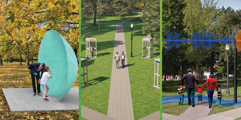 Images of three Alexandra Park Public Art proposals