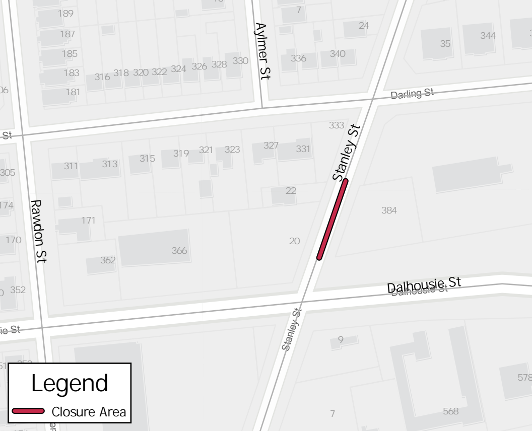 Lane closure on Stanley Street