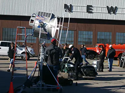 Filming at the airport