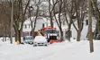 Snowplow clearing a street
