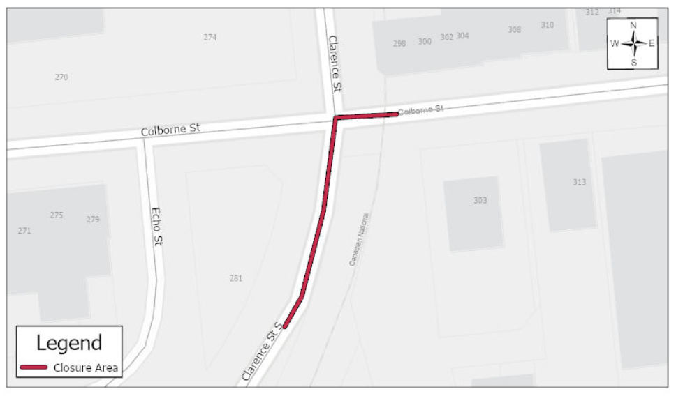 Closures on Clarence Street And Colborne Street